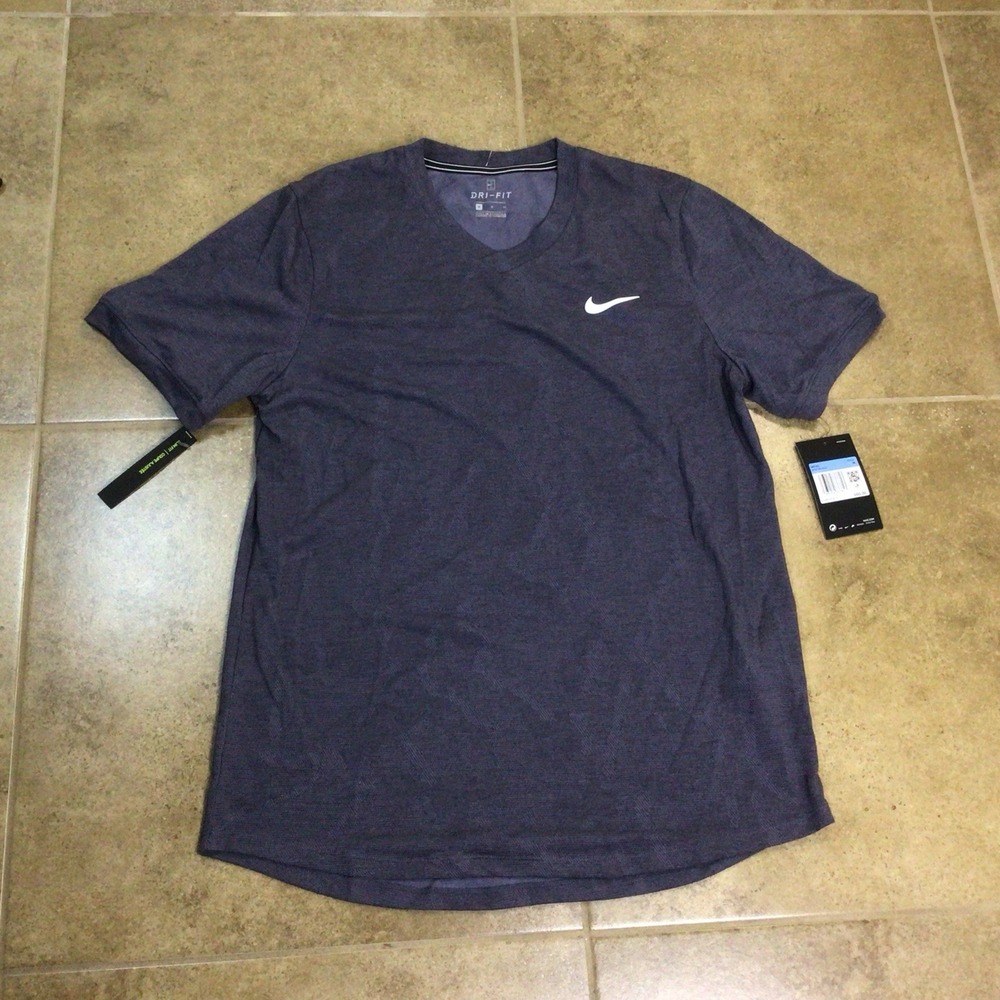 NWT Nike BV0766-015 Men's Dri-Fit Challenger Sz M Top Tee Shirt Slim Fit Blue